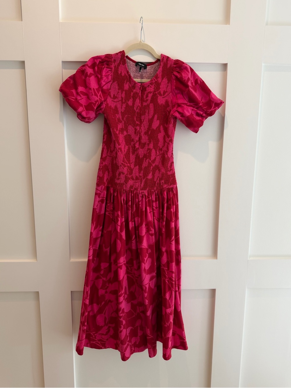 Womens me+em red and Pink Floral Puff-Sleeve Dress- size US 6
